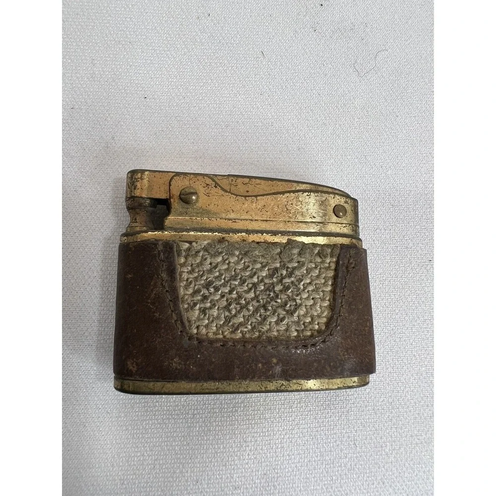Buxton Butane Lighter Leather Wrapped Brass Retro Tobacciana Vintage